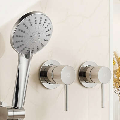 Handheld Shower Head 5-Spray Round Chrome 4.5" | EXTG