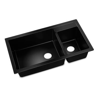 Cefito 860 x 500mm Granite Stone Double Sink - Black