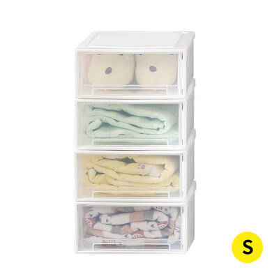 4x 10L White Wide Cart Stacking Storage Bin Box