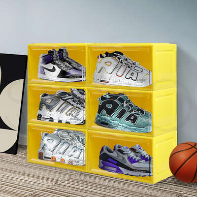 Sneaker Display Case Yellow Stackable 35.5x26x21cm