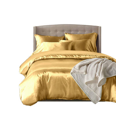 1000TC Silk Satin Duvet Cover Set in Double Size in Champagne Colour