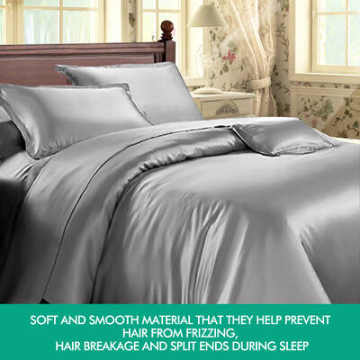 Silk Satin Quilt Duvet Cover Set in Double Size in Ivory Colour