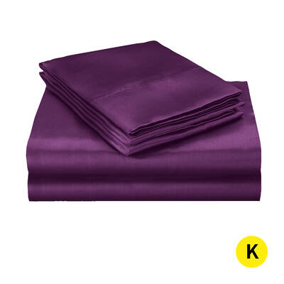 Silk Satin Quilt Duvet Cover Set in King Size in Purple Colour