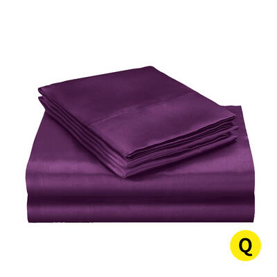 Silk Satin Quilt Duvet Cover Set in Queen Size in Purple Colour