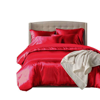 1000TC Silk Satin Duvet Cover Set in Single Size in Burgundy Colour