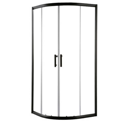 Cefito Shower Screen Curved Bathroom Screens Glass Sliding Door Black 900x900mm