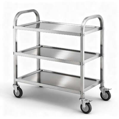 3-Tier Stainless Steel Kitchen Trolley With Wheels 89x50x83cm Storage Cart