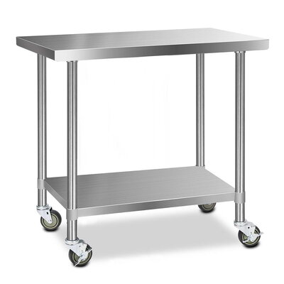 Easy to use 1219x610mm Stainless Steel Kitchen Bench with Wheels