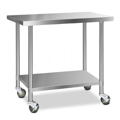 Stainless Steel Kitchen Bench with Wheels 304
