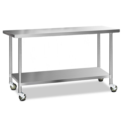 Durable 1829x610mm Stainless Steel Kitchen Bench with Wheels