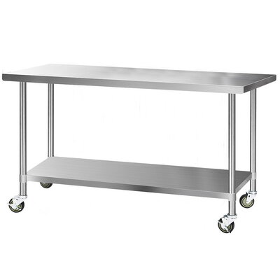 1829x760mm Stainless Steel Kitchen Bench with Wheels