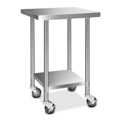 610x610mm Stainless Steel Kitchen Bench with Wheels