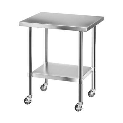 Stainless Steel Kitchen Bench w/ Splashback 760x610MM 430 Premium Quality Design