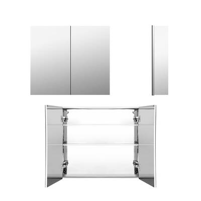 Cefito Stainless Steel Bathroom Mirror Cabinet Vanity Shaving Medicine Storage 750x720mm Silver