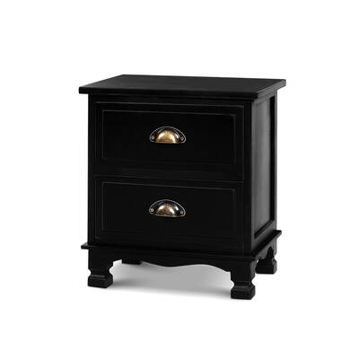 2x Bedside Tables Drawers Side Table Nightstand Storage Cabinet Vintage