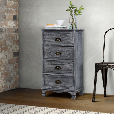  Bedside Tables Drawers Cabinet Vintage 4 Chest of Drawers Grey Nightstand
