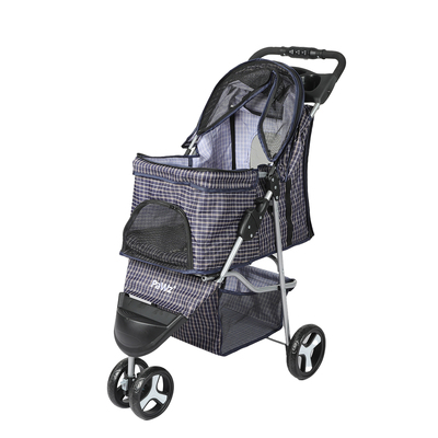 Large Pet Stroller Dog Cat Carrier Plaid - Stylish