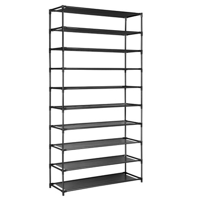 10-Tier Shoe Rack Stackable 50 Pairs Black