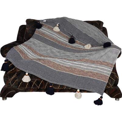 Stripes Tassel Throw Multi Color