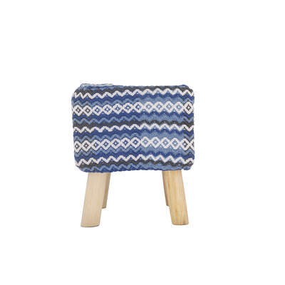 Cushion wrapped Stool BLUE IVORY