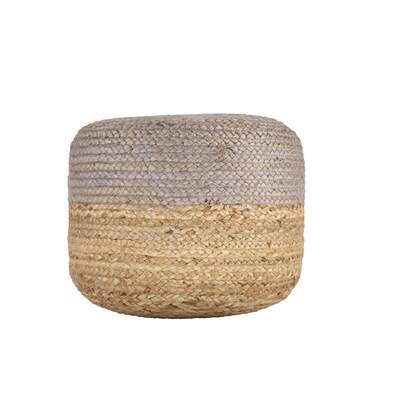Dual Color Jute Pouf NAT/ GREY