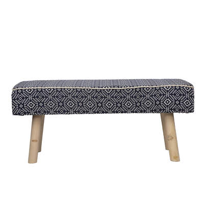 Wood bench set upholstered BLACK