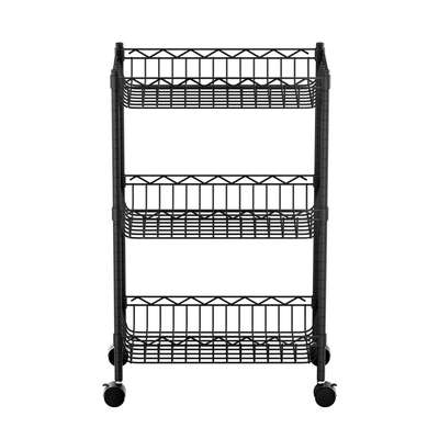 3-Tier Shelving Unit Adjustable Garage Storage Kitchen Rack With Wheels