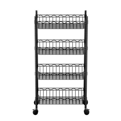 4-Tier Shelving Unit Adjustable Garage Storage Kitchen Rack With Wheels