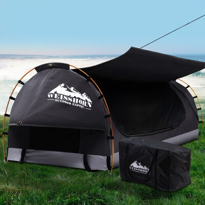 Swag King Single Camping Swags Canvas Free Standing Tent Dome Grey