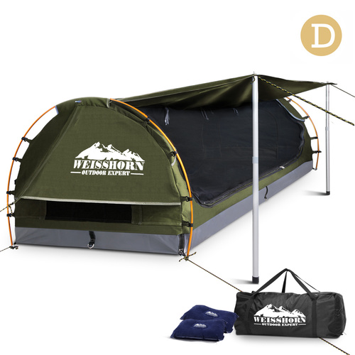 Weisshorn Double Swag Camping Swag Canvas Tent - Celadon