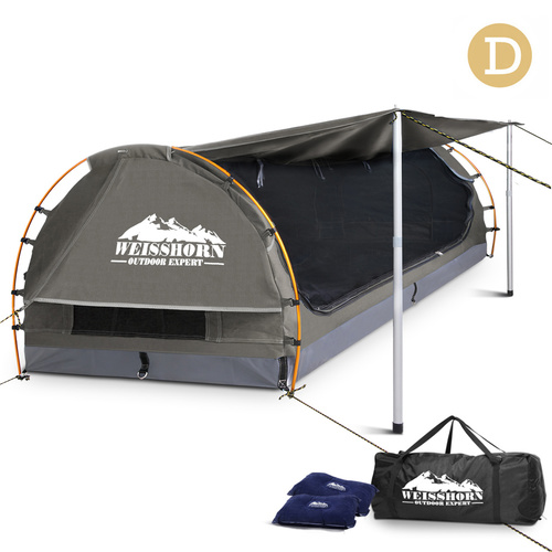 Weisshorn Double Swag Camping Swag Canvas Tent - Grey