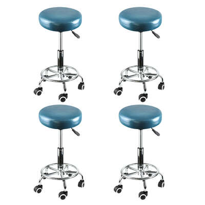 Contemporary 4x Barstool Swivel Salon Hairdressing - Wood Finish