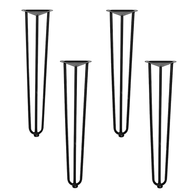 4x Hairpin Legs Coffee Dinner Table Steel Industrial Desk Bench 3 Rod Black 73CM