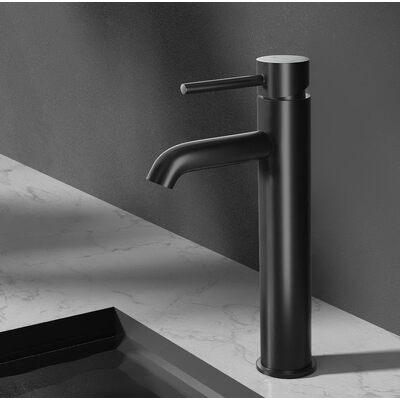 Bathroom Basin Mixer Tap Round Tall Faucet Vanity Laundry Black