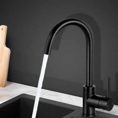 Kitchen Mixer Tap Mixer Round Sink Faucet Basin Laundry Black