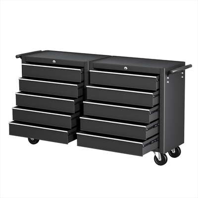 Tool Chest Trolley 10 Drawers Toolbox Storage Black