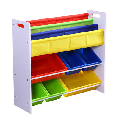 6 Bins Kids Toy Box Bookshelf Organiser Rack Drawer