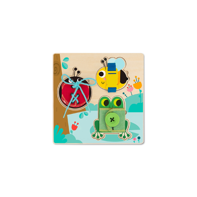 Basic Skills Lacing Buttons Wooden Puzzle Board