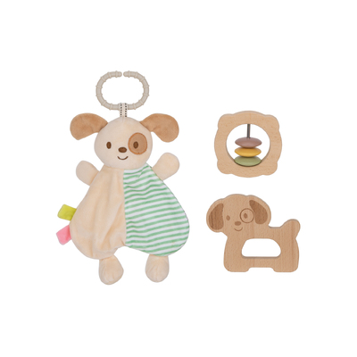 Baby Comforter Rattle Gift Set - Puppy Dog
