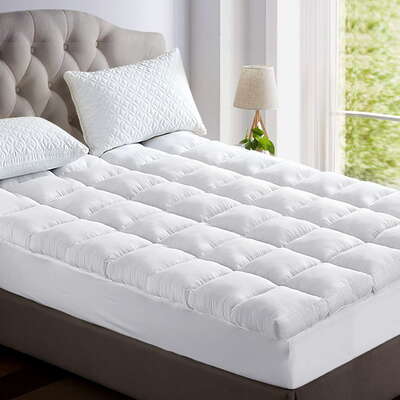 Giselle Bedding 5cm Bamboo Pillowtop Mattress Topper 1000GSM Mattress Pad for Back Pain Relief Washable Breathable Protector with 45cm Deep Pocket Dou