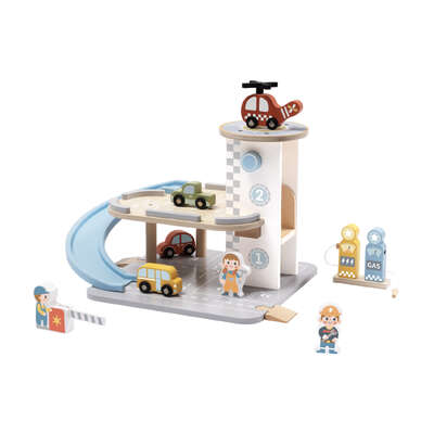 Wooden Parking Garage Playset 40x30x26cm