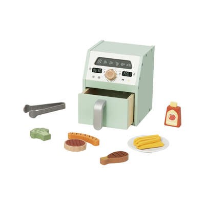 Wooden Air Fryer Toy Playset 17x20x20cm