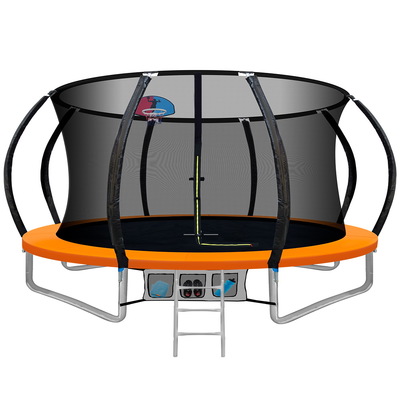 12FT Kids Trampoline with Ladder & Safety Net - Orange