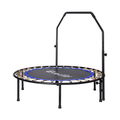 48Inch Round Trampoline Kids Exercise Fitness Adjustable Handrail Blue