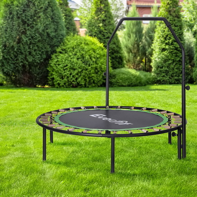 48Inch Round Trampoline Kids Exercise Fitness Adjustable Handrail Green
