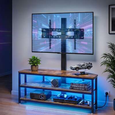 Corner TV Stand 32-70" RGB LED Power Outlet | EXTG