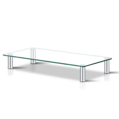 Height Adjustable Monitor Stand Riser with Glass Display Shelf