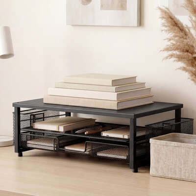 Metal Monitor Stand Riser Desk Organiser Drawer | EXTG