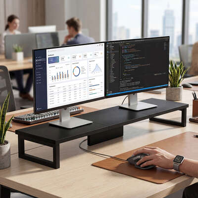 Dual Monitor Stand Desk Organiser 90cm | EXTG