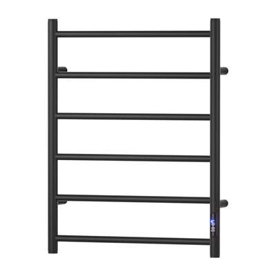 Devanti Heated Towel Rail 6 Round Bars  with Timer Electric Heater Warmer Rack